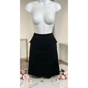 Sofia Vergara Black Peplum Pencil Skirt Sz Large Stretch Gold Zipper Fitted